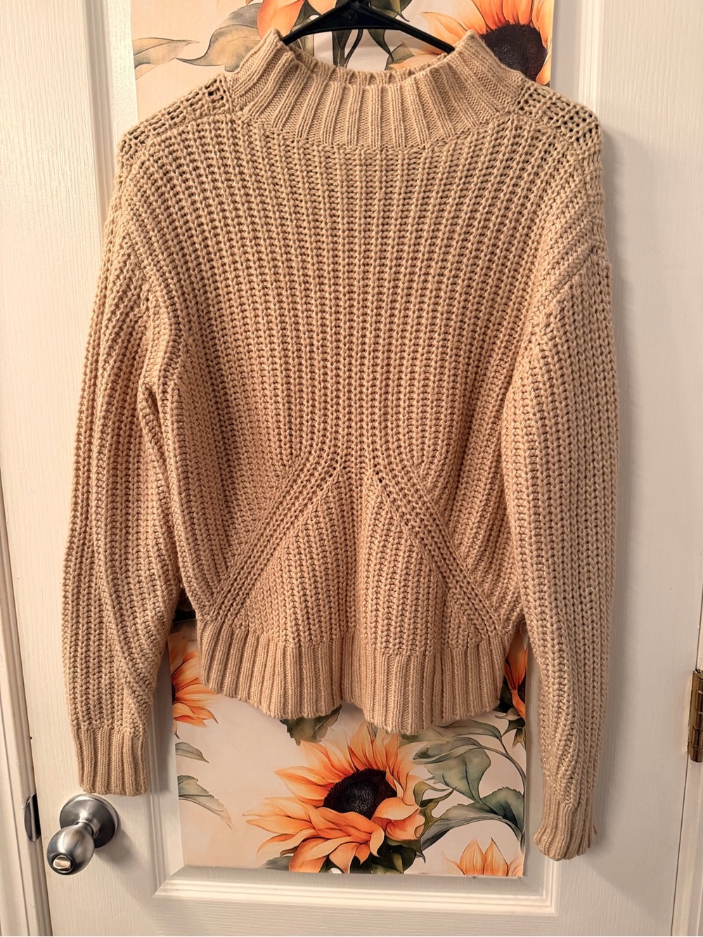 Splendid Neutral Beige Ribbed Turtleneck Sweater